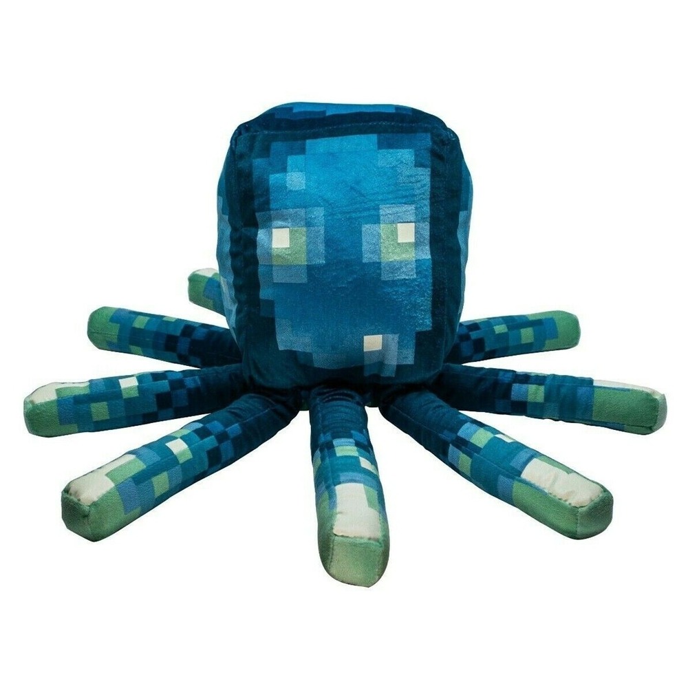 Minecraft Glow Squid Plush Toy Blue New Mojang Pixelated Stuffed Animal